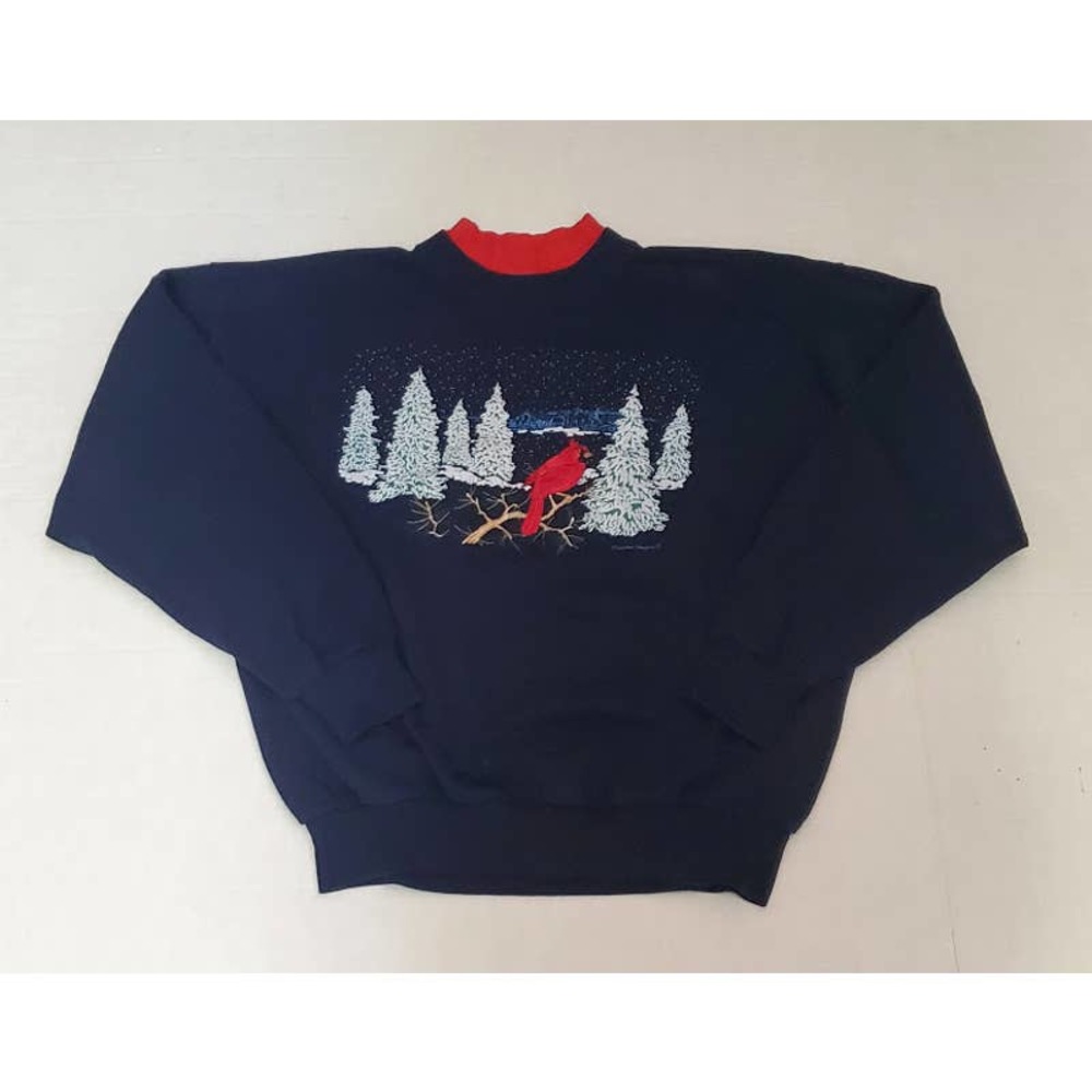 Vintage 90s Endless Designs Nature Art Mock Neck
